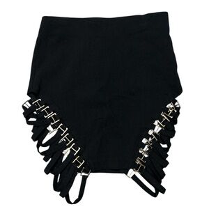 Oh Yes Buckled Stylish Cage Styled Black Women's Mini Skirt